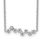 Sterling Silver Rhodium-Rhodium-Plated CZ Stars Pendant w/ 2in Ext. Necklace